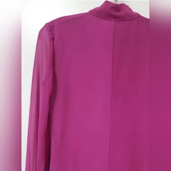 Keepsake The Label Pink Bow Tie Chiffon Blouse V-neck Puff Sleeve Rex Fit XXS - Picture 9 of 11